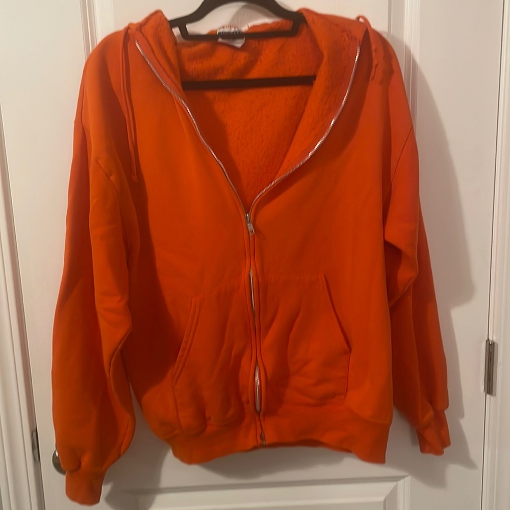 Jerzees Activewear / Hooded Zip up / Orange / size large / used good condition